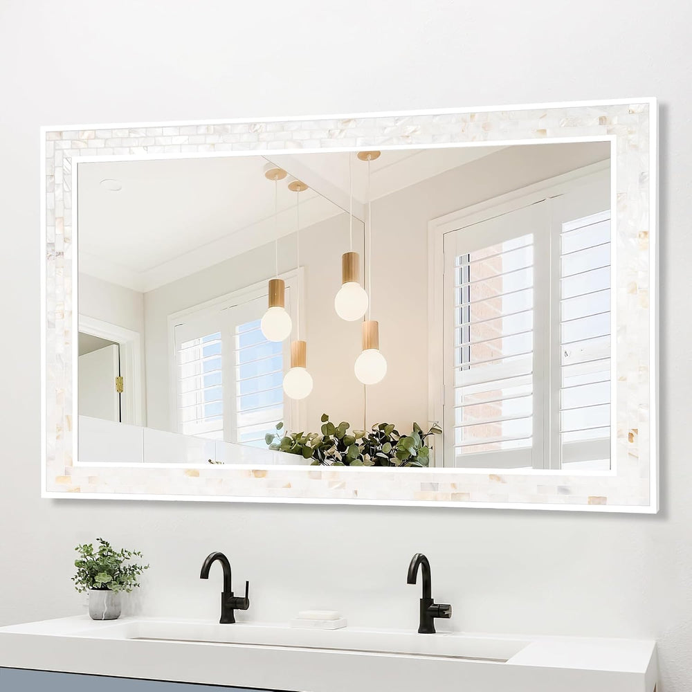 30 x 48 Inch Bathroom Mirror, White Large Mosaic Vanity Mirrors