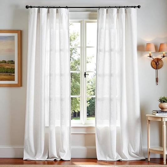 jinchan Linen Blend Curtains 108 inch Extra Long 2 Panels by JINCHAN