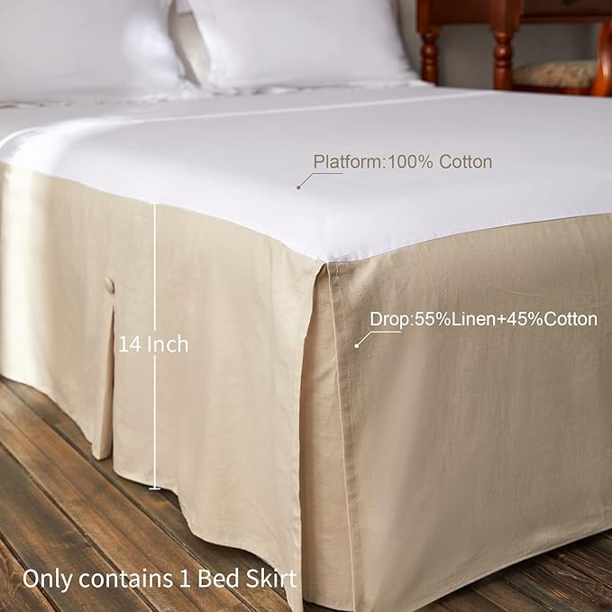 BISELINA French Linen Bed Skirt Split Corner - Image 3