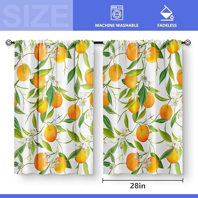 Aimego Orange Leaves Fruit Kitchen Curtains - Image 3