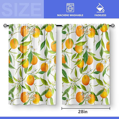 Aimego Orange Leaves Fruit Kitchen Curtains - Image 3