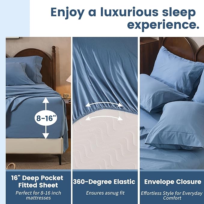 100% Linen Sheets Queen Size, Breathable & Durable 4-Piece Bed Flax Sheet Set - Image 3