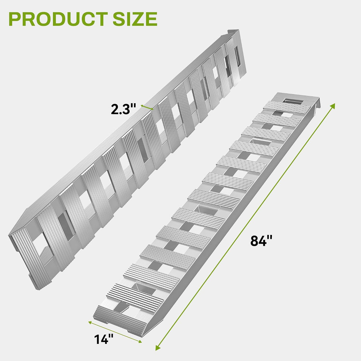 autosaver88 2pcs 6000lbs 84" x 14" aluminum trailer, front angle view