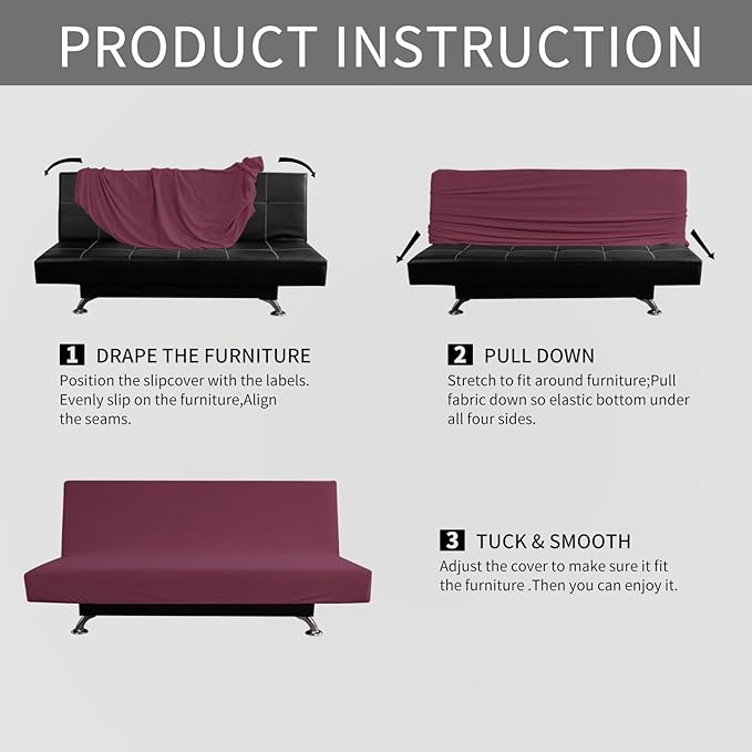 Easy-Going Stretch Futon Slipcover Armless Futon Bed Cover Furniture Protector - Image 5