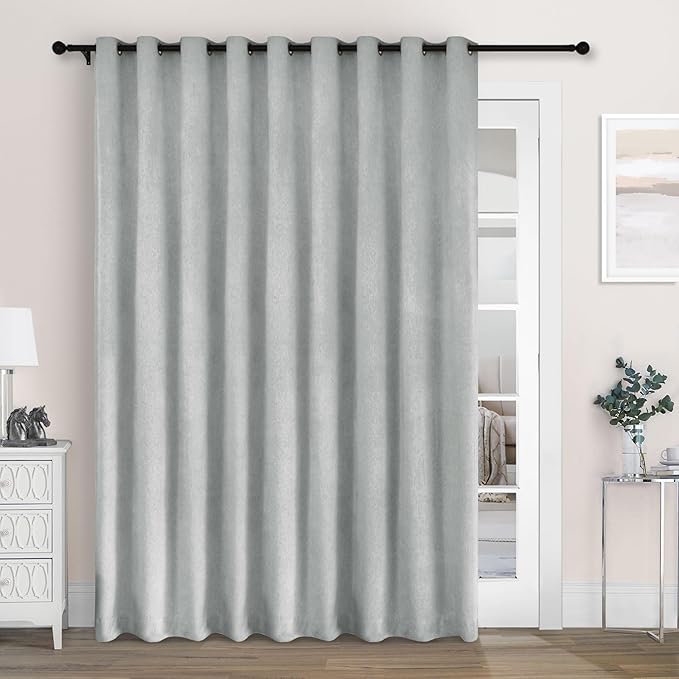 Macochico Extra Wide 100% Blackout Chenille Curtains 100" Wx96 L Thermal Drapes by Macochico