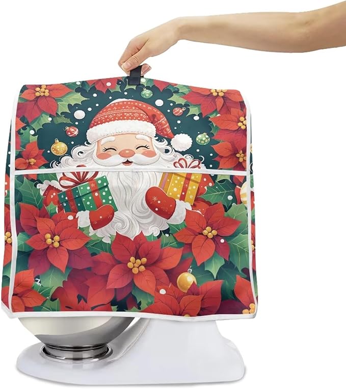 Santa Claus Stand Mixer Cover Dust Protective Poinsettia Stand Mixer Covers - Image 6