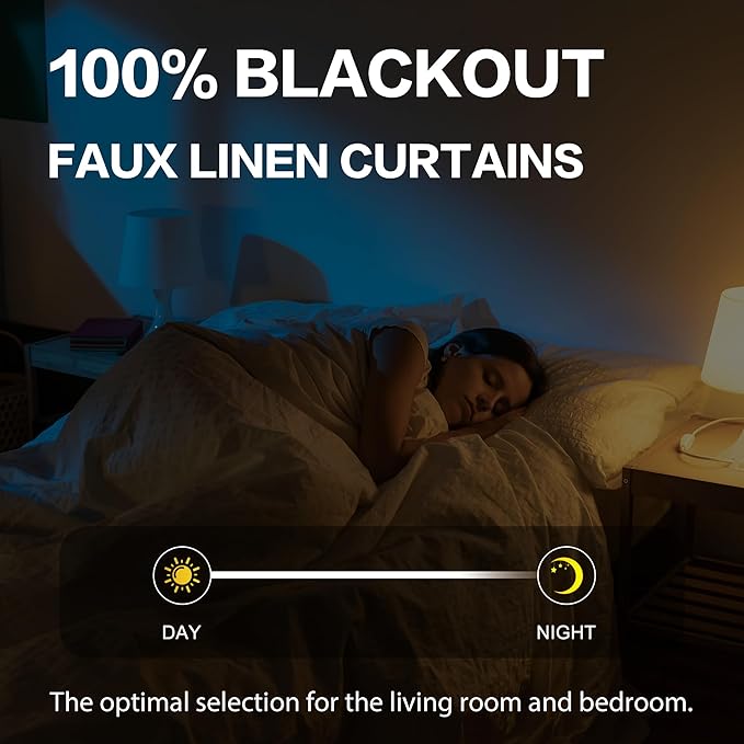KEQIAOSUOCAI Linen Textured Blackout Curtains, Heat and Full Light Blocking - Image 7