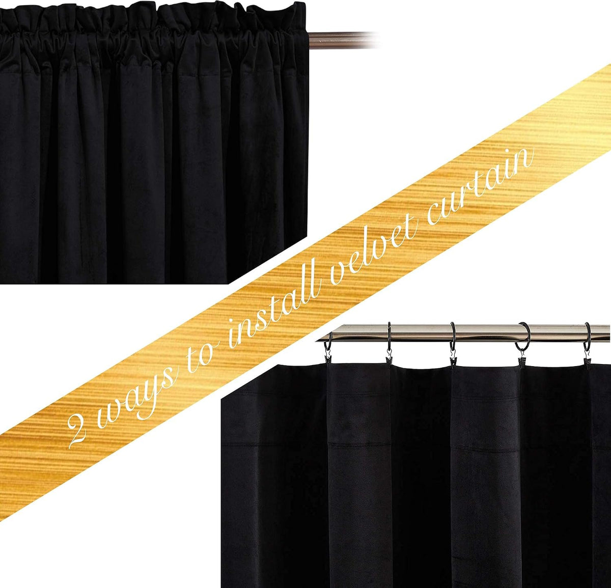 nicetown black out velvet curtains 63 inches long, close-up detail