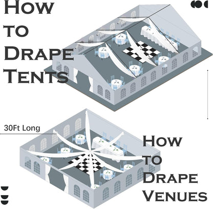 4 Panels 5ftx30ft Black Ceiling Drapes for Halloween Parties