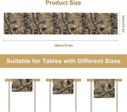 Forest Camouflage Table Runner, Camo Rustic Wildlife Animal Hunting Deer Elk - Image 7
