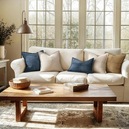 MIULEE Blue Corduroy Pillow Covers 16x16 Inch - Image 3