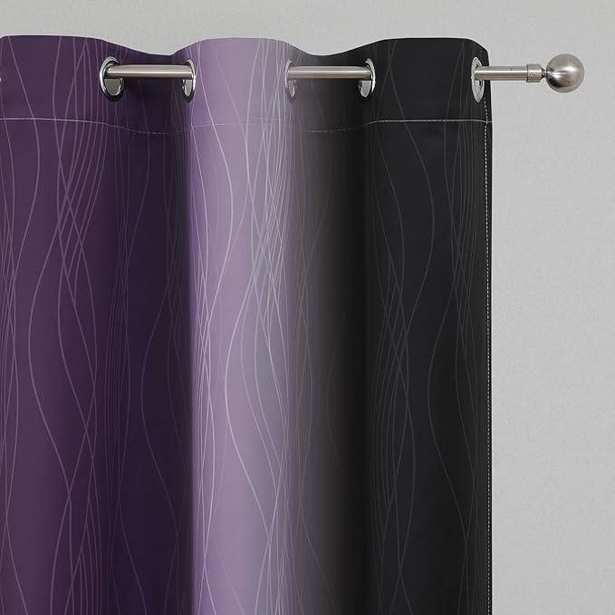 Estelar Textiler Black and Purple Ombre Blackout Curtains - Image 4