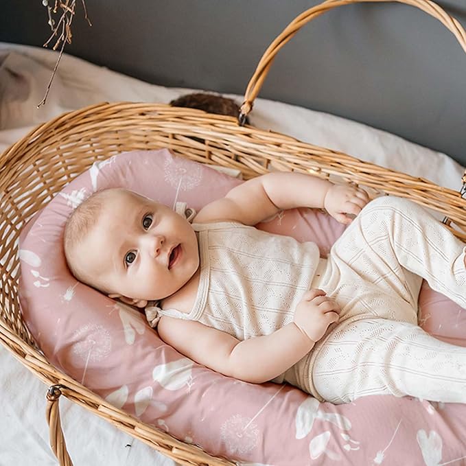 3-Pack Organic Bassinet Sheets for Girls Stretch, Soft Cozy Fitted Bassinet - Image 2
