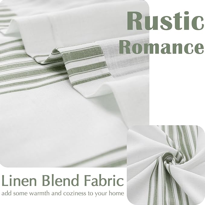 jinchan Striped Linen Valance Curtain 16 Inch Vertical Striped Valance - Image 5
