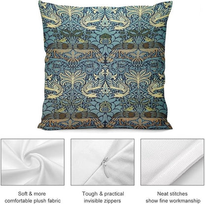 William Morris Floral Original Throw Pillow Covers Boho Chic Retro Floral Blue - Image 7