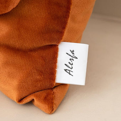 Alerfa 3D Flower Handmade Throw Pillow Cover Decorative Orange Velvet - Image 6