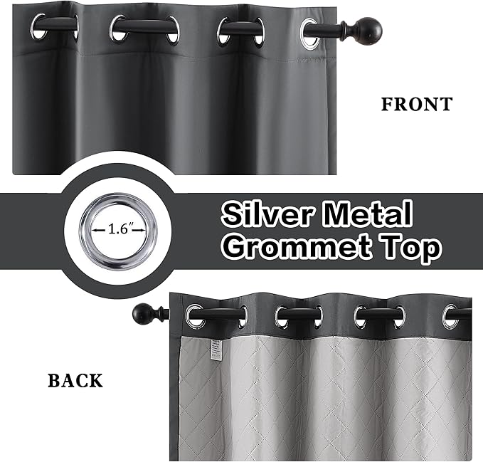 3 Layers Heavy Thermal 100% Blackout Curtains 84 Inch Length Heavy Soundproof - Image 2