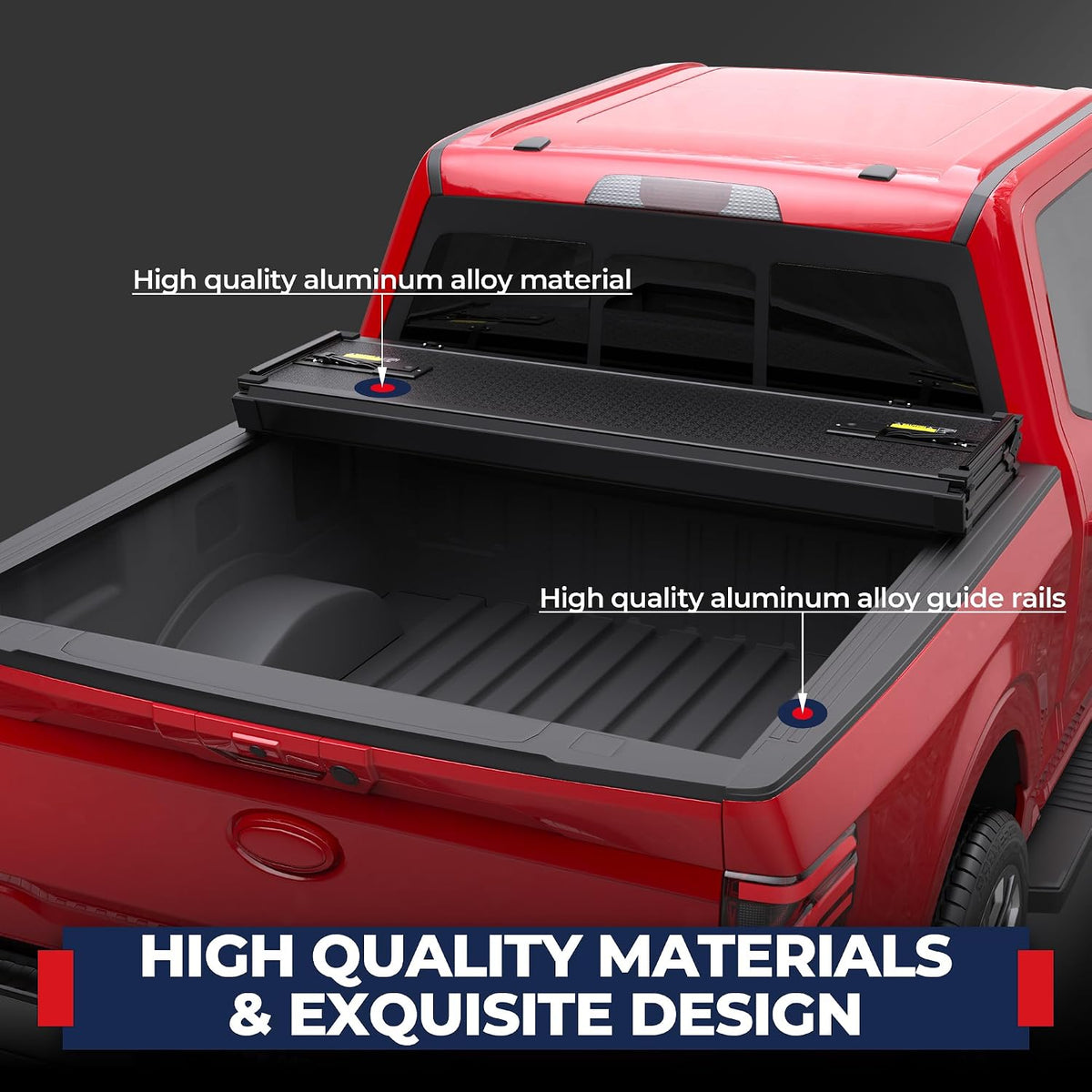 mostplus 5.5ft quad fold hard truck bed tonneau showing dimensions