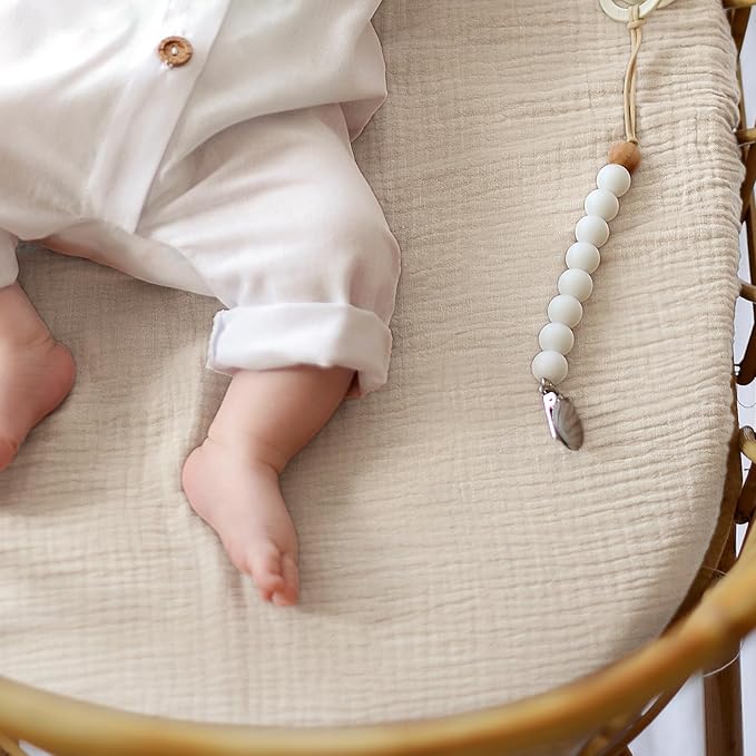lulumoon Baby Muslin Bassinet Sheets: Cotton Bassinet Sheets Neutral - Image 8