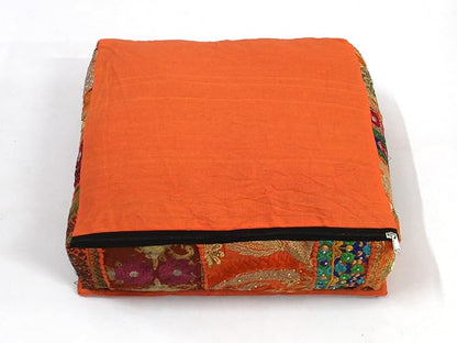 CRAFT KALA Indian Square Patchwork Traditional Pouf Cover Indian Living Room - Image 9