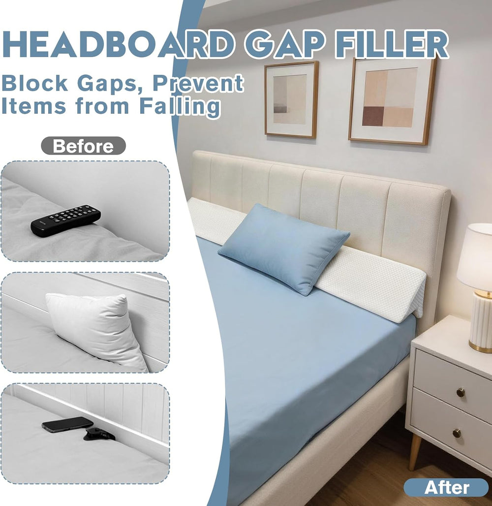 Queen Size Wedge Pillow for Headboard, Mattress Wedge Bed Gap Filler with Hig...