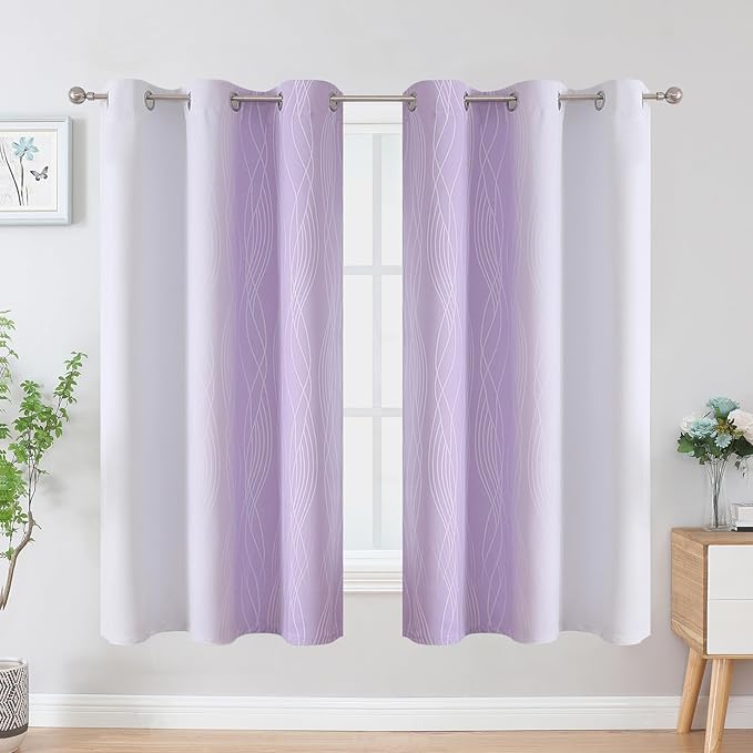 Estelar Textiler Lilac and Greyish White Blackout Curtains & Drapes - Image 2