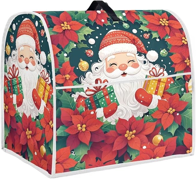 Santa Claus Stand Mixer Cover Dust Protective Poinsettia Stand Mixer Covers by HUISEFOR