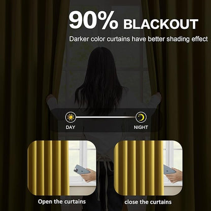 KEQIAOSUOCAI Yellow Pinch Pleated Curtains 102 Inch Length 2 Panels Set Noise - Image 3