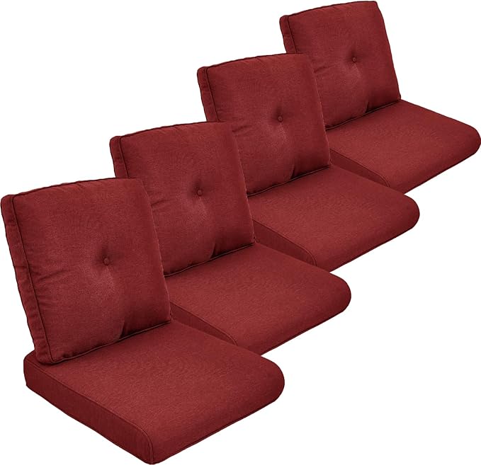 Outdoor Cushion Set of 4, Waterproof Outdoor Seat Cushions 25x22, Patio Chair by moosprr
