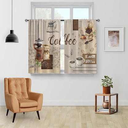 Coffee Vintage Kitchen Curtains - Image 2