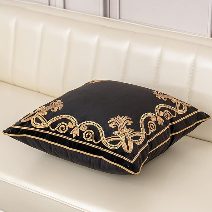 Aeckself European Floral Pillow Cover 24x24 Inch, Large Luxury Velvet - Image 3