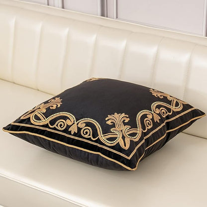 Aeckself European Floral Pillow Cover 16x16 Inch, Luxury Velvet Embroidered - Image 3
