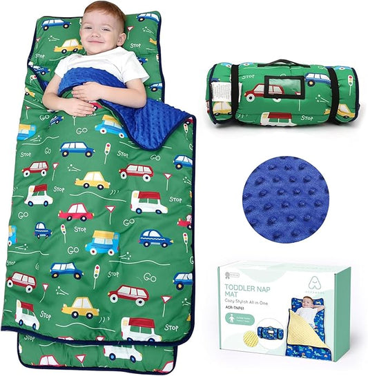 ACRABROS Toddler Nap Mat with Pillow and Blanket, Extra Large Rolled Napping by ACRABROS