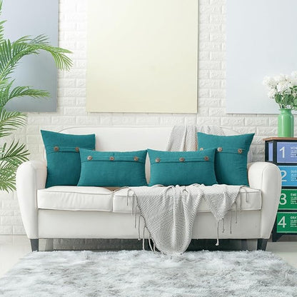 HWY 50 Teal Chenille Throw Pillow Covers 20x20 Inch - Image 6