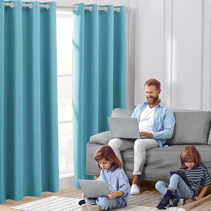 HOMEIDEAS Teal Blue Blackout Curtains - Image 2