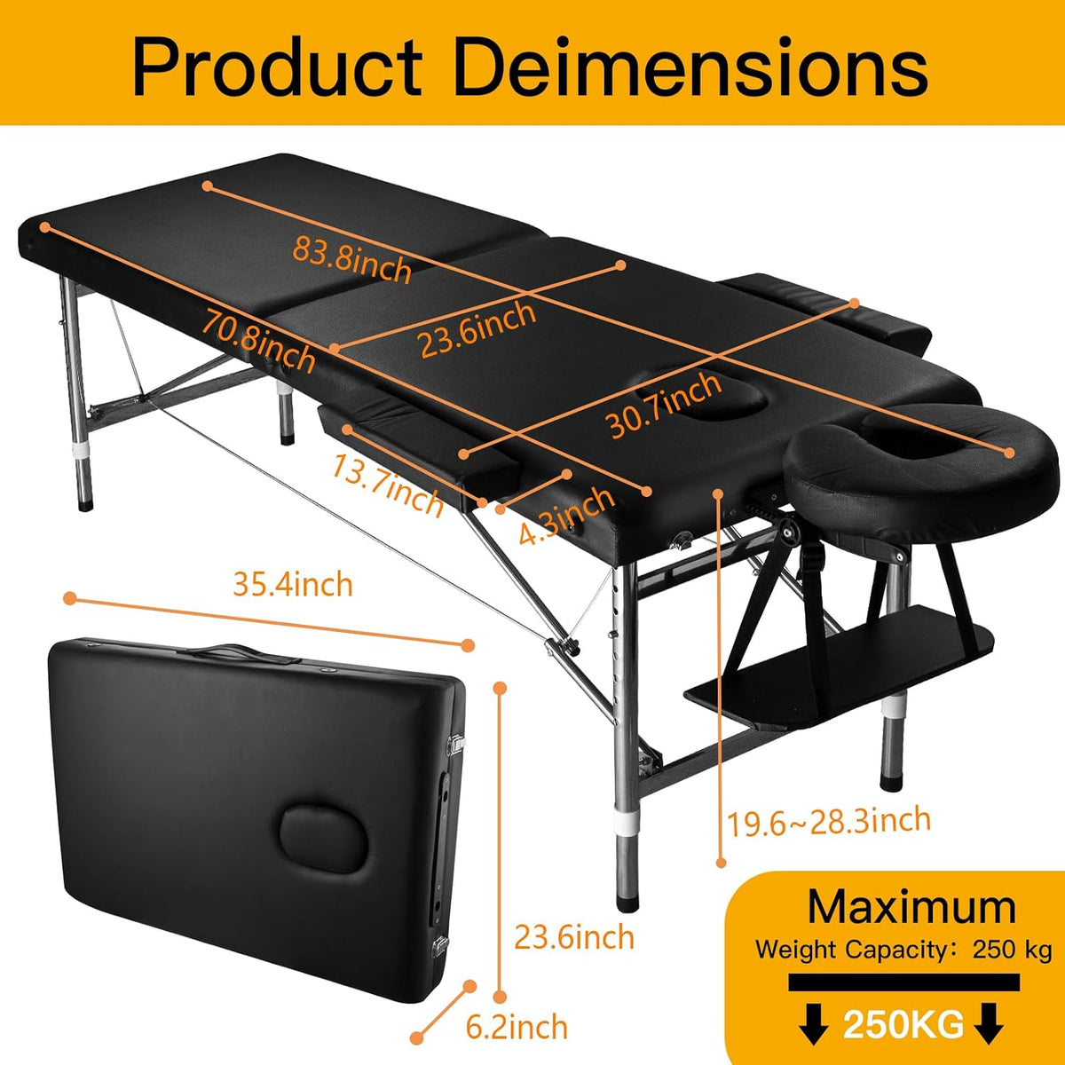 massage tables portable 24" wide adjustable folding massage shown in use