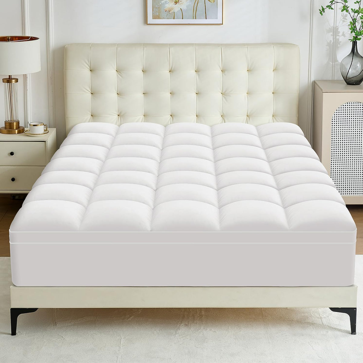 king mattress topper - extra thick mattress pad on a desk or shelf