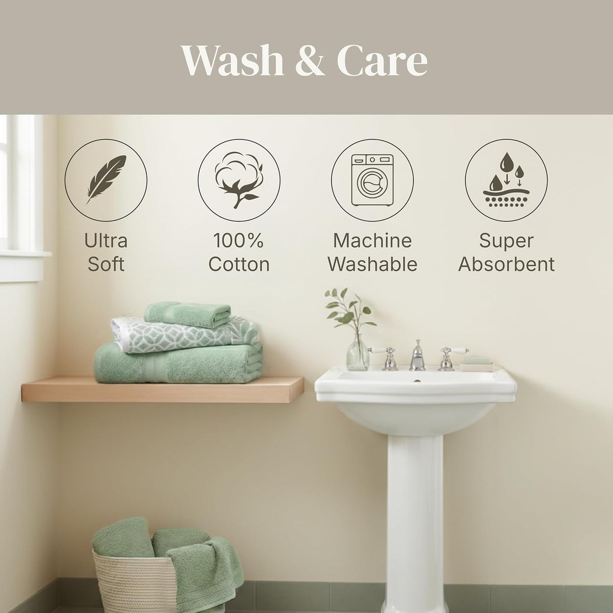 modern threads 6 piece bath towel set – on a desk or shelf