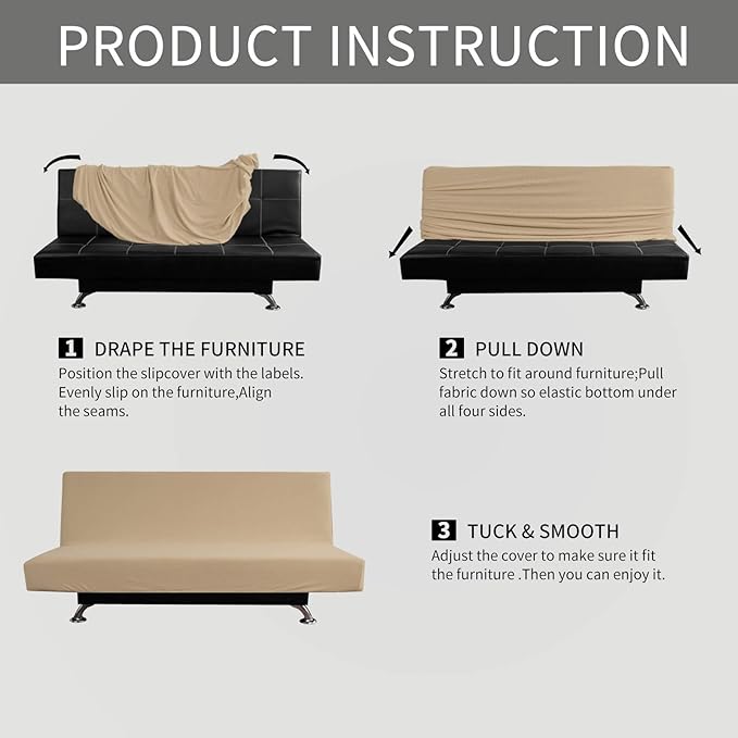 Easy-Going Stretch Futon Slipcover Armless Futon Bed Cover Furniture Protector - Image 6