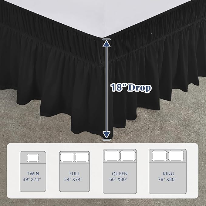 Queen Bed Skirt, Elastic Wrap Around Bed Skirt Queen Size, Bed Skirts - Image 2