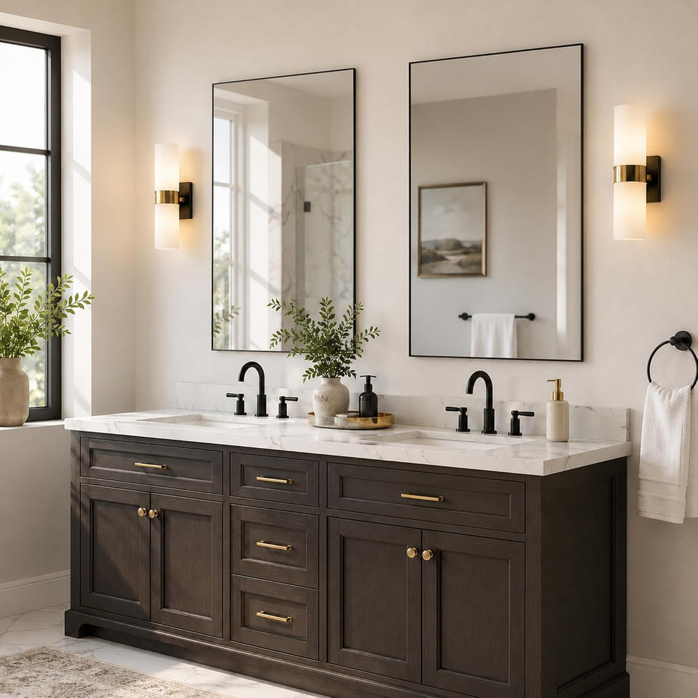 2-Pack 24x36 Inch Matte Black Rectangular Bathroom Vanity Mirrors