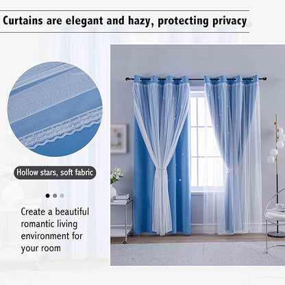 Anytime Girls Curtains for Bedroom Star Hollow Out Blackout Curtains for Kids - Image 7