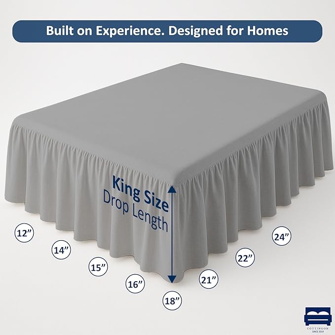 Ruffled Bed Skirt with Split Corners-Dust Ruffle - Image 5