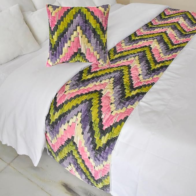 The HomeCentric King/Queen/Twin Pink & Purple Decorative King 90"x18" Bed Runner by TheHomeCentric