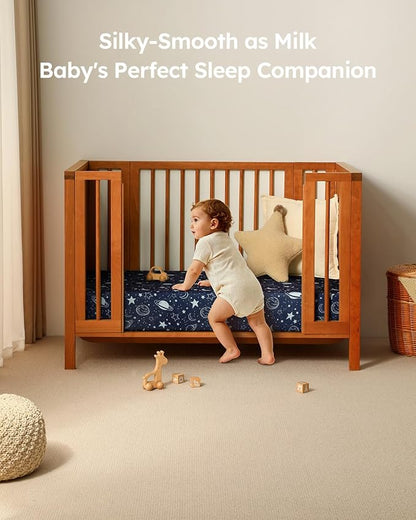 Baby Crib Sheets for Boys Girls, Breathable Soft Microfiber Baby Sheet Blue - Image 7