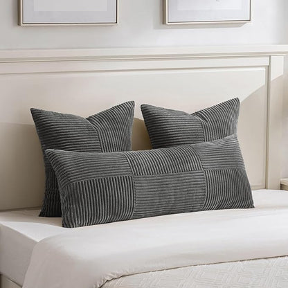 Fancy Homi 2 Packs Dark Gray Decorative Throw Pillow Covers 22x22 Inch - Image 5
