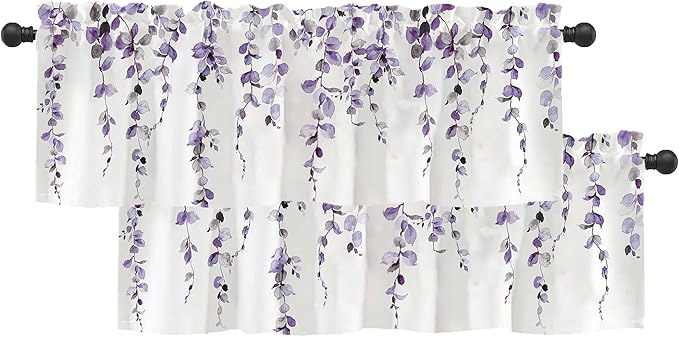 2 Pack Watercolor Purple Leaves Window Valance by debraleye