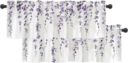 2 Pack Watercolor Purple Leaves Window Valance by debraleye