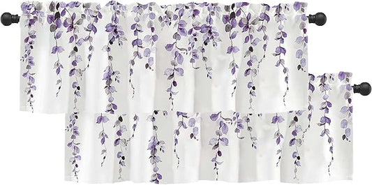 2 Pack Watercolor Purple Leaves Window Valance by debraleye