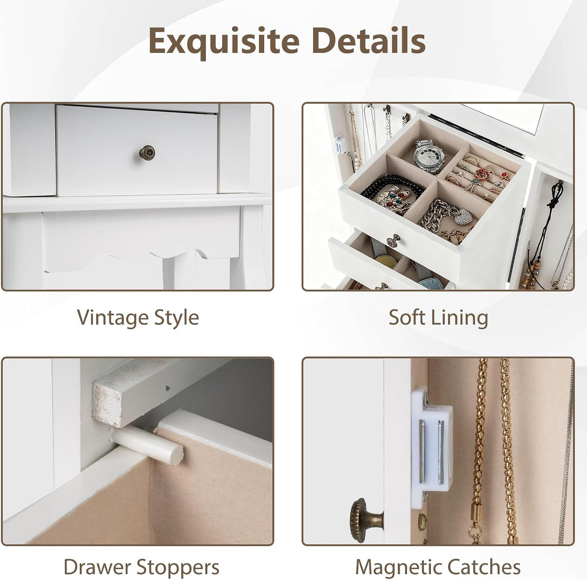 giantex standing jewelry armoire cabinet with 4 drawers, package contents